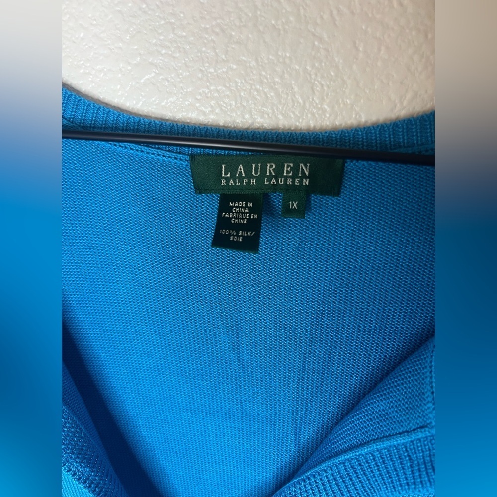 Lauren Ralph Lauren 100% Silk Long Sleeve Shirt 1X - Picture 2 of 6